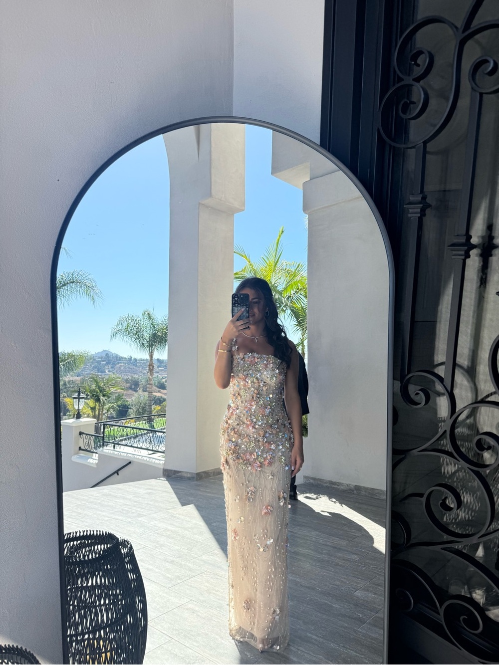 Corté Couture Elegant Sequin Embellished Nude Evening Dress